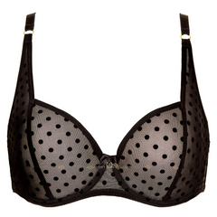 Gorteks Thalia Sheer Mesh Demi Cup Bra in Black