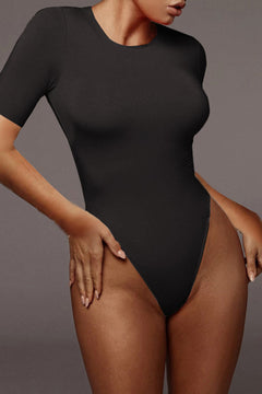 Elegant Black High Cut Bodysuit