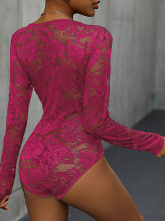 Elegant Lace Sheer Bodysuit: Sophisticated Style Icon