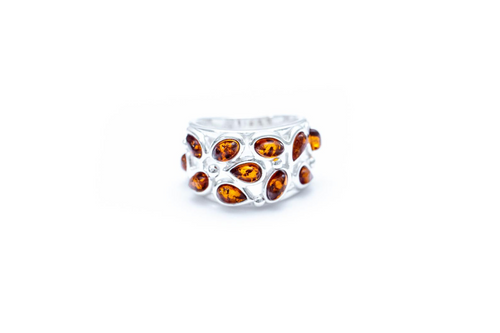 Opulent Amber Elegance in Sterling Cuff 🌟