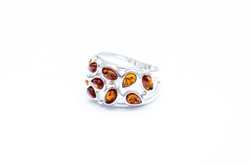 Opulent Amber Elegance in Sterling Cuff 🌟