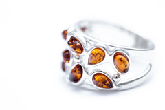 Opulent Amber Elegance in Sterling Cuff 🌟