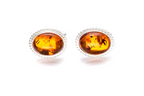 Elegance Defined: Amber & Silver Cufflinks