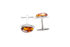 Elegance Defined: Amber & Silver Cufflinks