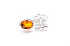 Elegance Defined: Amber & Silver Cufflinks