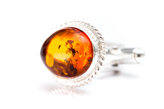 Elegance Defined: Amber & Silver Cufflinks