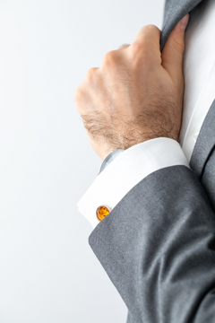 Elegance Defined: Amber & Silver Cufflinks