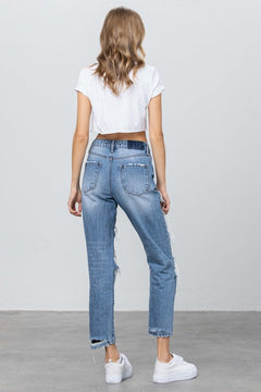 Edgy Chic: Heavy Destroyed High Rise Jeans