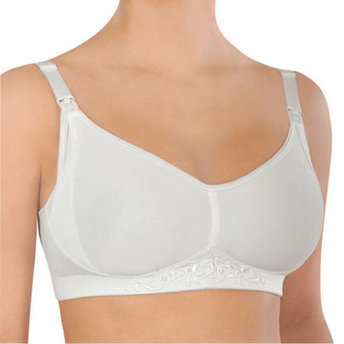 Elegant Soft Cup Wireless Nursing Bra in White by Rosme