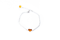 Luxurious Cognac Amber Heart Chain Bracelet