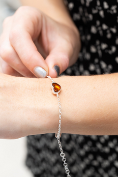 Luxurious Cognac Amber Heart Chain Bracelet