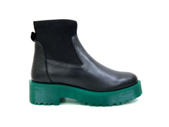 Chelsea Green Leather Platform Boots: Luxe Elegance