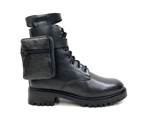 Premium Leather Platform Combat Boots: Ultimate Elegance