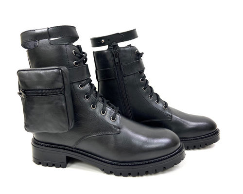 Premium Leather Platform Combat Boots: Ultimate Elegance