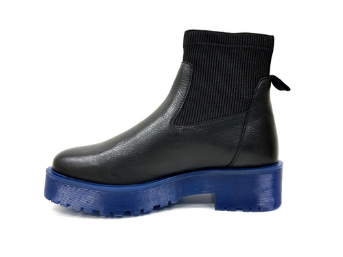 Divine Blue Leather Platform Chelsea Boots