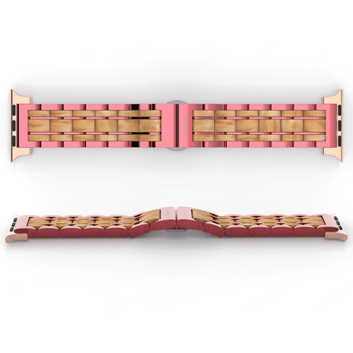 Luxury Pink Olive Wood Apple Watch Band