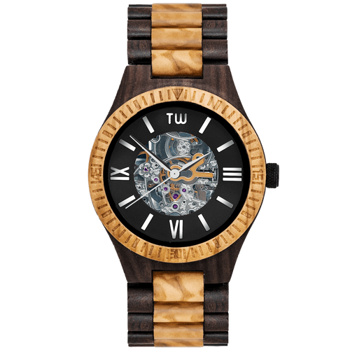 Caliber Dual-Tone Wooden Watch: Ultimate Elegance