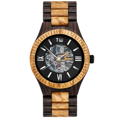 Caliber Dual-Tone Wooden Watch: Ultimate Elegance