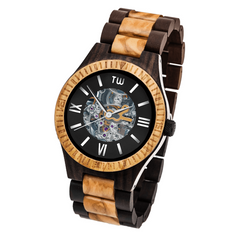 Caliber Dual-Tone Wooden Watch: Ultimate Elegance