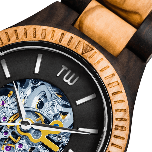 Caliber Dual-Tone Wooden Watch: Ultimate Elegance