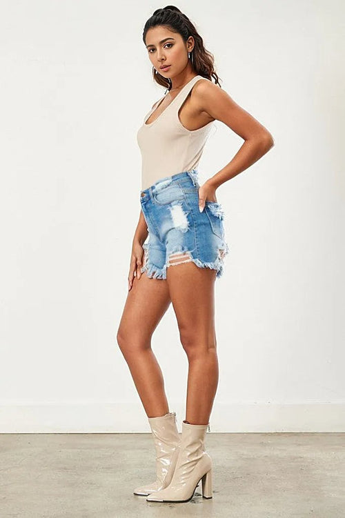 Retro Cool Distressed Denim Shorts: Vintage Vibes!