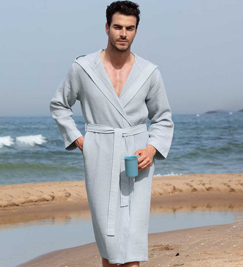 Ultimate Men's Turkish Cotton Hooded Waffle Robe