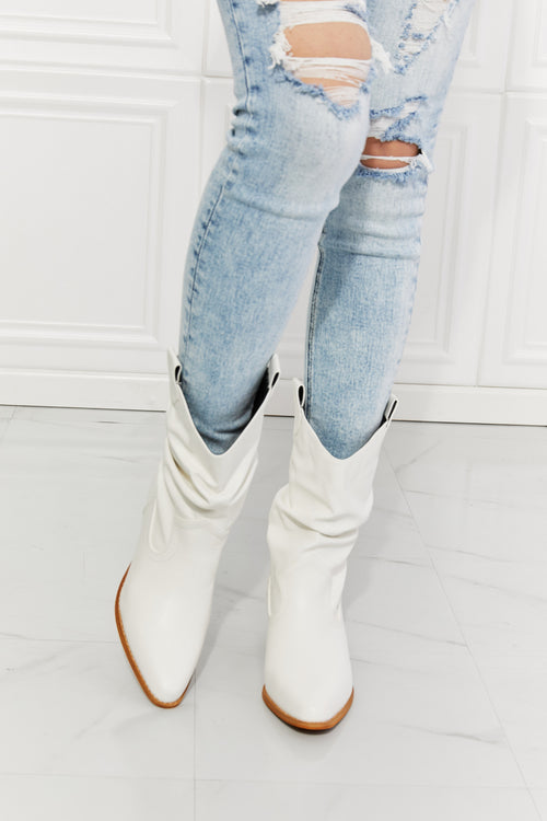 Opulent White Scrunch Cowboy Boots: Fashion Elite!