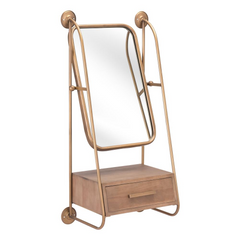 Peralta Mirror Shelf Brass & Brown