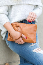 Elegant Vegan Leather O Ring Clutch Purse