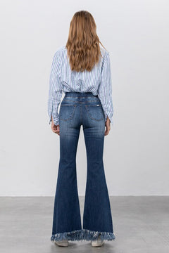 Comfy & Stylish Elastic Banded Frayed Flare Jeans