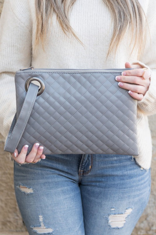 Elegant Quilted PU Leather Wristlet Clutch