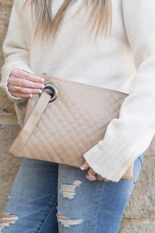 Elegant Quilted PU Leather Wristlet Clutch