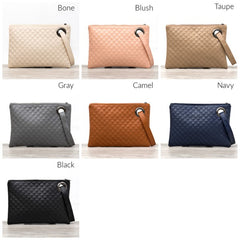 Elegant Quilted PU Leather Wristlet Clutch