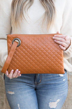 Elegant Quilted PU Leather Wristlet Clutch