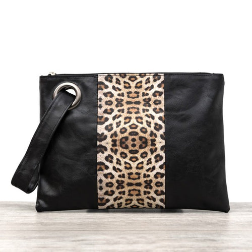 Leopard Dual Tone Oversized Clutch: Chic Elegance