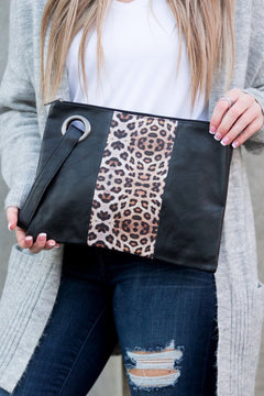 Leopard Dual Tone Oversized Clutch: Chic Elegance