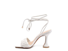 SKORA Luxe Woven Heeled Sandals: Opulent Grace