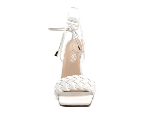 SKORA Luxe Woven Heeled Sandals: Opulent Grace