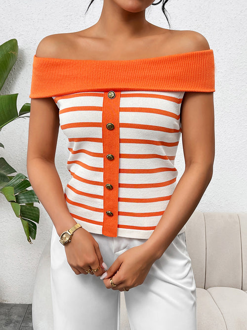 Chic Off-Shoulder Button Top: Style Meets Comfort