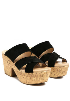 Opulent Elegance: Suede and Wood Sandals