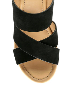 Opulent Elegance: Suede and Wood Sandals