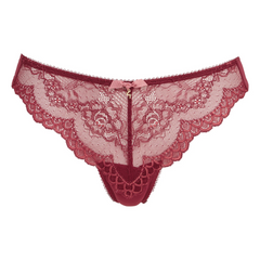 Opulent Romance Lace Thong: Cranberry Elegance