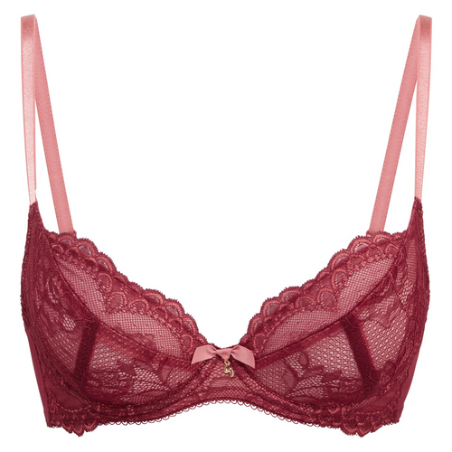 Enchanting Cranberry Lace Plunge: Romantic Elegance ❤️
