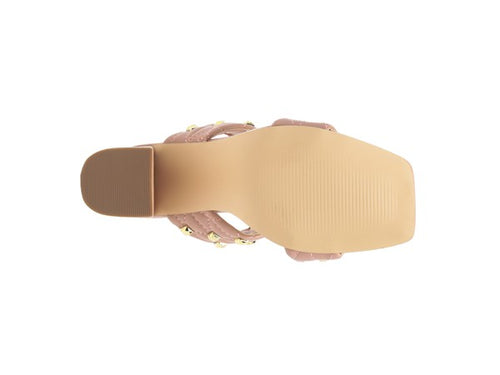 Golden Stud-Quilted Block Heel Sandals: Luxe Elegance