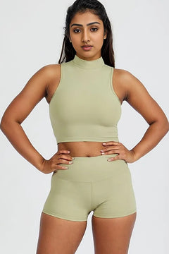 Naomi High Neck Cut Off Tank: Luxe Fitness