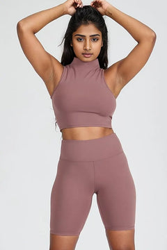 Naomi High Neck Cut Off Tank: Luxe Fitness