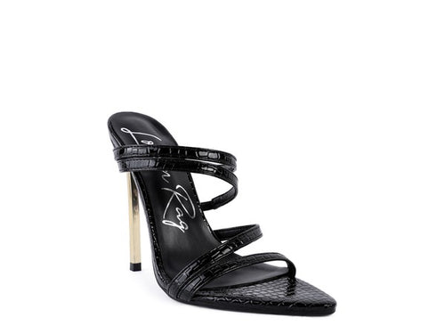 Regal Croc Metal Heeled Sandals: Luxe.
