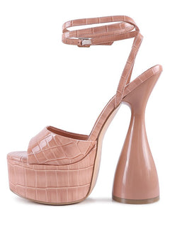 Opulent Croc Patent Platform Sandals - Luxe