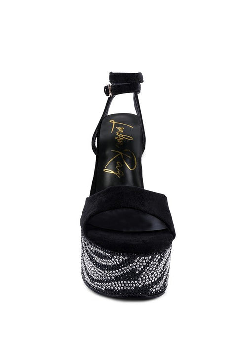 Zebra Diamante Platform Sandals: Opulent Elegance