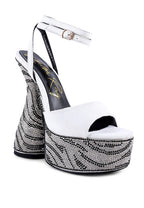 Zebra Diamante Platform Sandals: Opulent Elegance